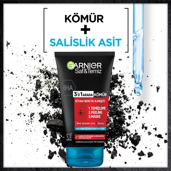 Garnier Pure and Clean Anti-Blackhead Charcoal 3 in 1 150 ml 4