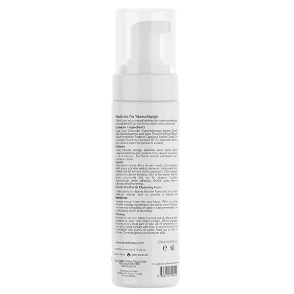 İdea Derma Glycolic Acid Foaming Face Wash 200 ml 2