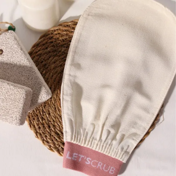 Letscrub %100 Floss Silk Bath Mitt Ecru 15x26 cm 3