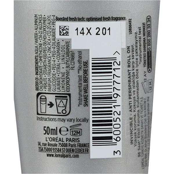 Loreal Paris Men Expert Invincible Anti Perspirant Roll-On Deodorant 50 ml - Men 4