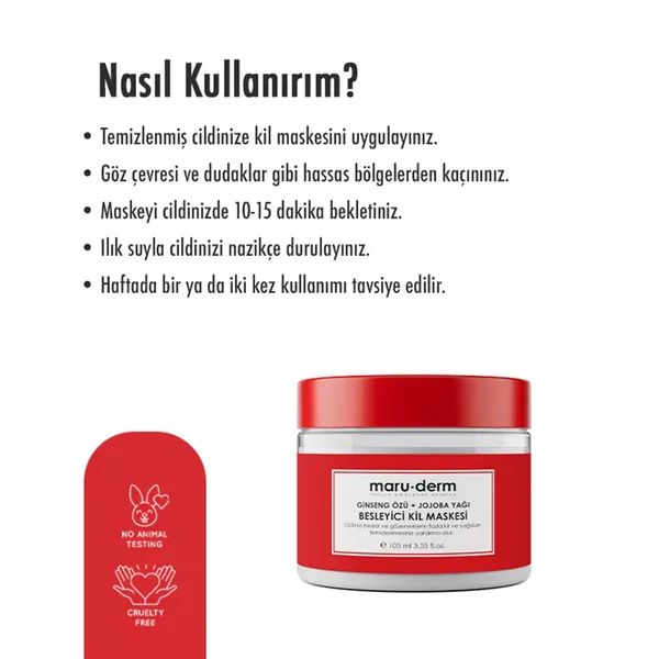 Maruderm Ginseng Extract and Jojoba Oil Clay Mask 100 ml 6