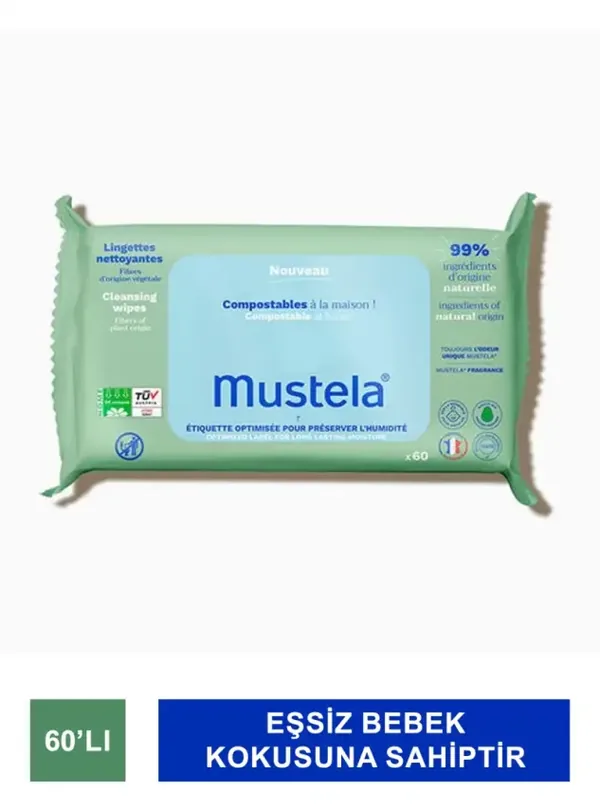 Мокрые салфетки Mustela компостируемые 60 шт 2