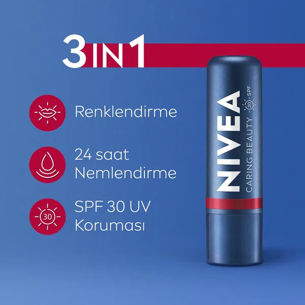 Nivea SPF30 Red Tinted Sunscreen Lip Balm 4.8 gr 5