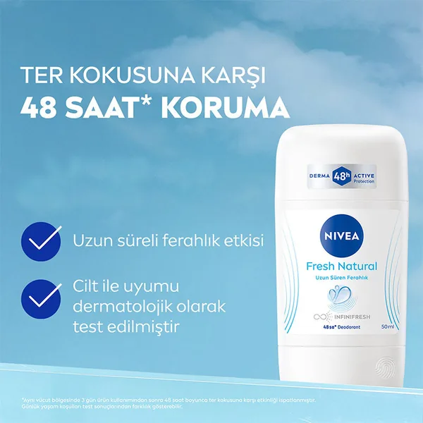 Nivea Women's Stick Deodorant Fresh Natural 50 ml - 48-Hour Odor Protection