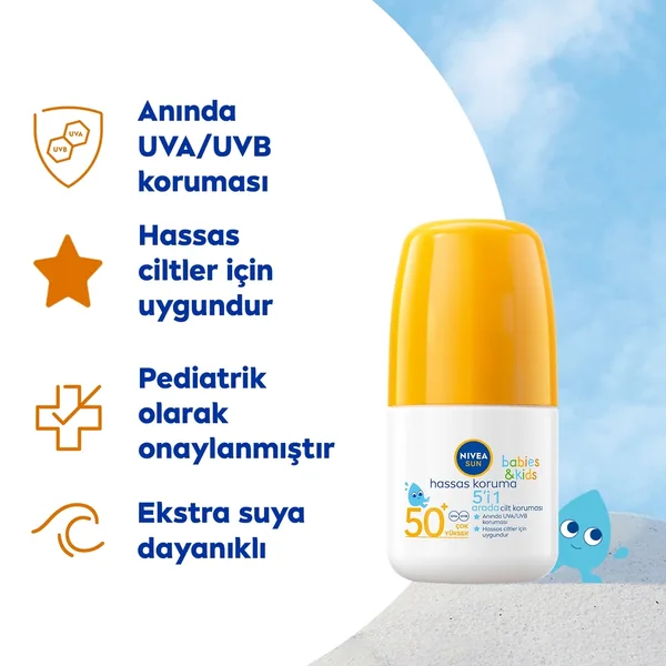 Nivea Sun Kids Spf50+ Sensitive Protection Sunscreen Roll-on 50 ml 3