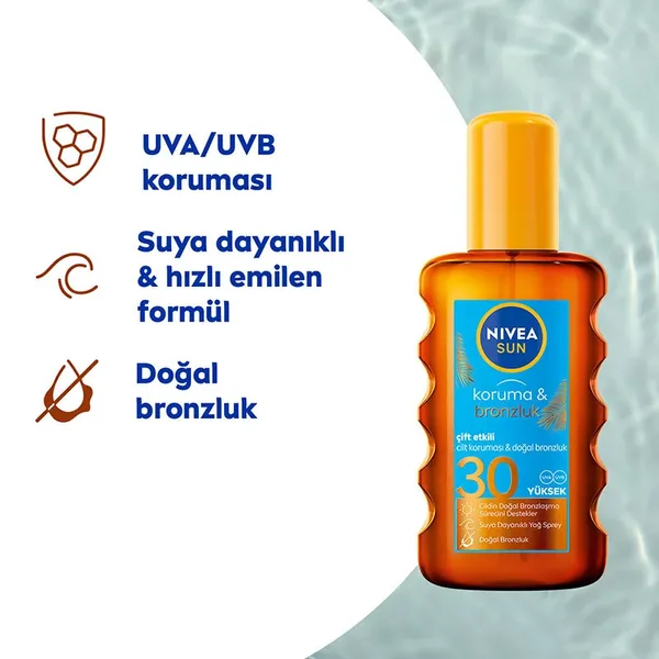 Nivea Sun SPF30 Dual Effect Protection and Tan Sun Spray 200 ml 3
