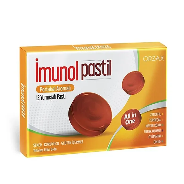 Orzax İmunol Orange Flavored Pastille 12 Soft Capsules
