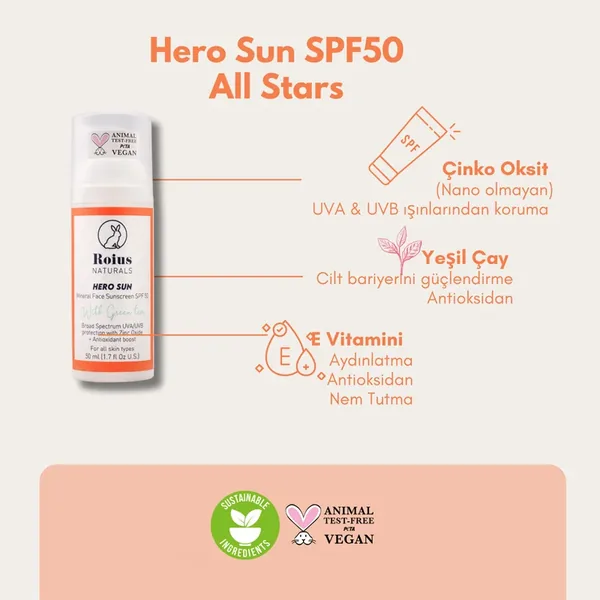 Roius Naturals Hero Sun Mineral Spf50+ Face Sunscreen 50 ml 3