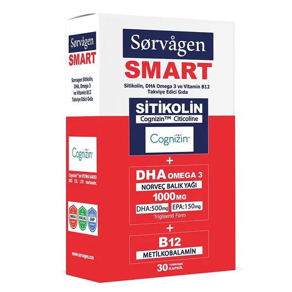 Sorvagen Citicoline DHA Omega 3 and B12 30 Capsules