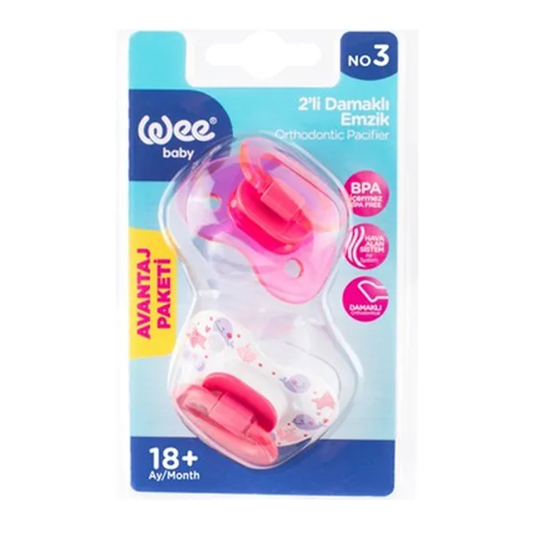 Wee Baby 2-pack Orthodontic Pacifier No3 18+ Months - Pink 2