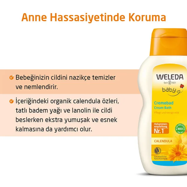 Weleda Calendula Organic Cleansing and Moisturizing Bath Cream 200 ml 3