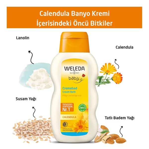 Weleda Calendula Organic Cleansing and Moisturizing Bath Cream 200 ml 4