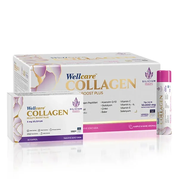مكمل كولاجين بيوتي بوست 10,000 ملغ 30 أنبوب و30 كبسولة من ويل كير Wellcare 2