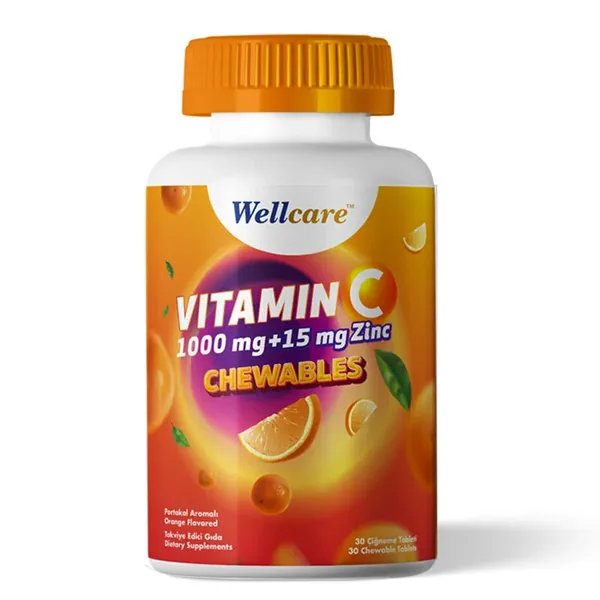 Wellcare Vitamin C 1000 mg + 15 mg Zinc Chewable 60 Tablet 2