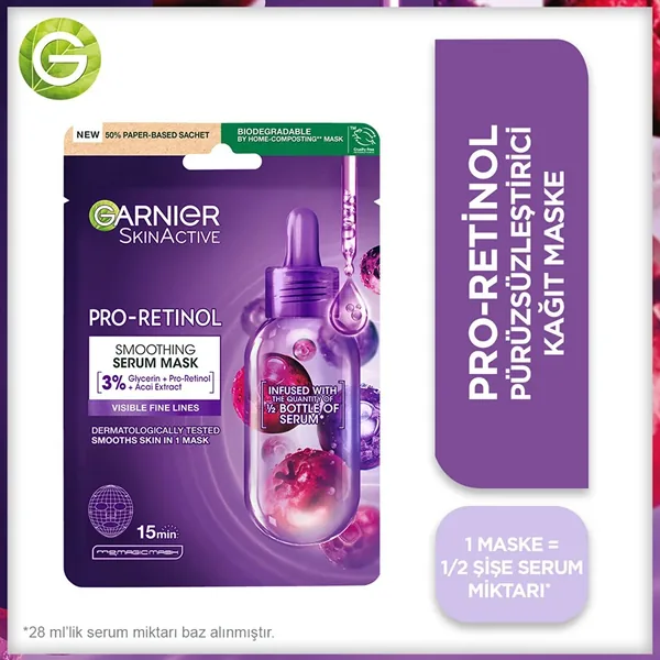 Garnier Pro-Retinol Smoothing Sheet Mask 22gr 5