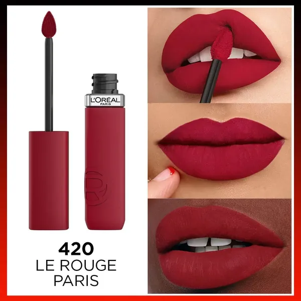 L'Oreal Paris أحمر شفاه سائل غير لامع إنفيليبل من لوريال باريس 420 لو روج باريس 4