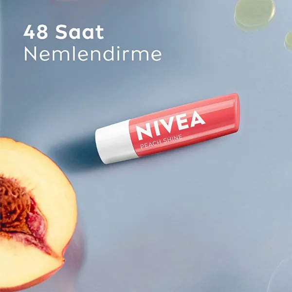 NIVEA Pfirsich Lippenpflegecreme - 24 Stunden Feuchtigkeit &amp; Glanz 4,8g 2