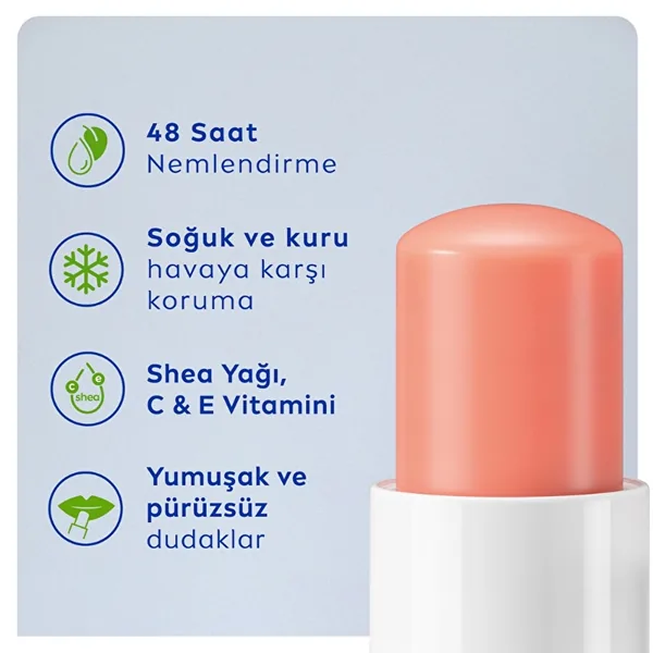NIVEA Pfirsich Lippenpflegecreme - 24 Stunden Feuchtigkeit &amp; Glanz 4,8g 5