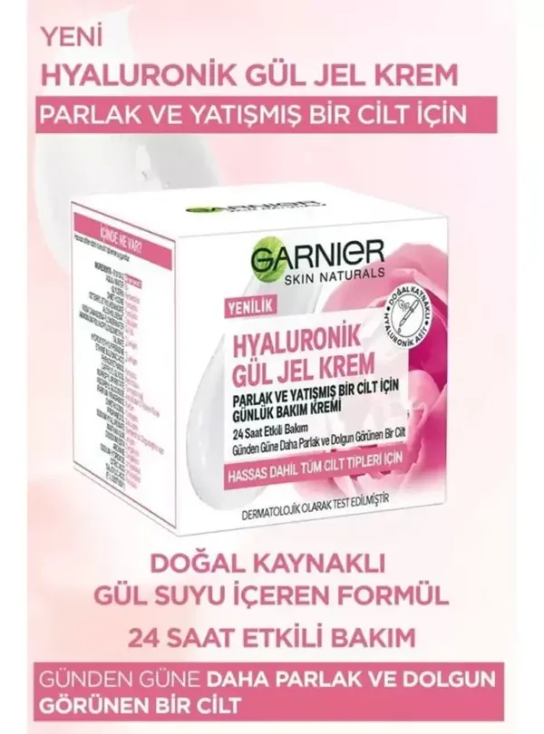 Garnier Hyaluronic Rose Gel Cream - Daily Care Cream For Bright and Soothed Skin - 50 ml 3