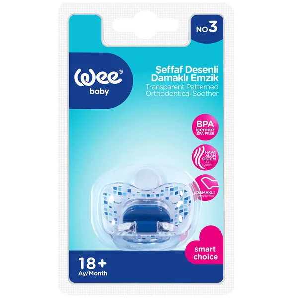 Wee Transparent Patterned Orthodontic Pacifier 18+ Months - 838 - 2