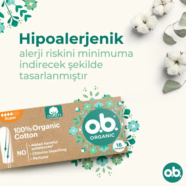 O.B. Bio-Baumwolle Super Tampons - 16 Stück 3