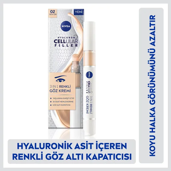 Nivea Hyaluron Cellular Filler 3in1 Tinted Eye Cream Medium Shade 4 ml 3