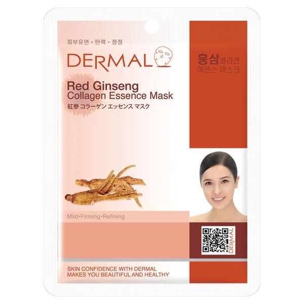 قناع الكولاجين المنعش من ديرمال مع الجينسنغ الأحمر وفيتامين E Dermal