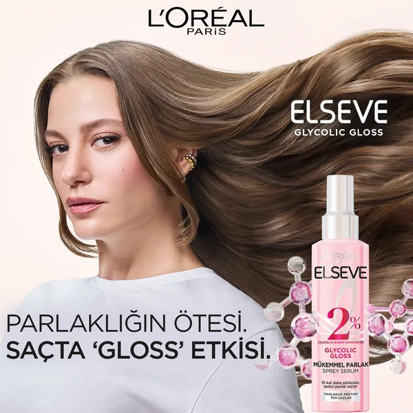 Elseve Glycolic Gloss Perfect Shine-Giving Hair Care Spray Serum 150 ml 2