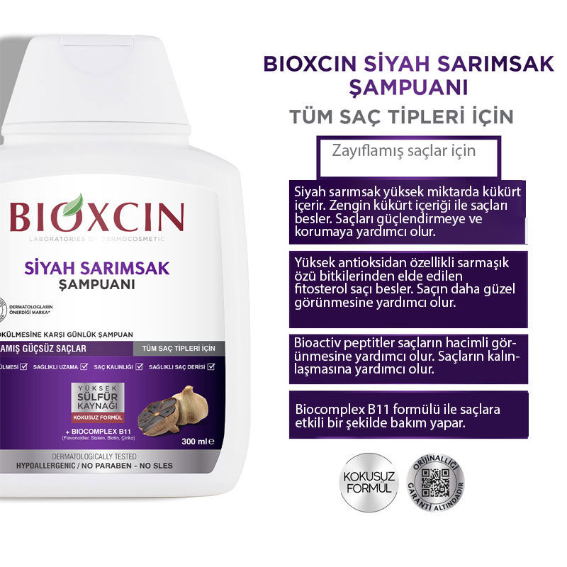 Bioxcin Black Garlic Shampoo For Hair Loss 300 ml 3