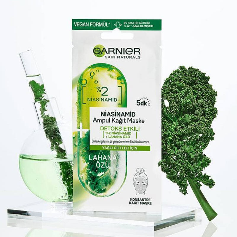 Détoxifiez & Équilibrez: Masque Tissu Niacinamide Garnier 2