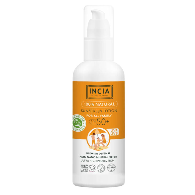 حماية شمسية فائقة للعائلة مع لوشن INCIA الطبيعي SPF50+