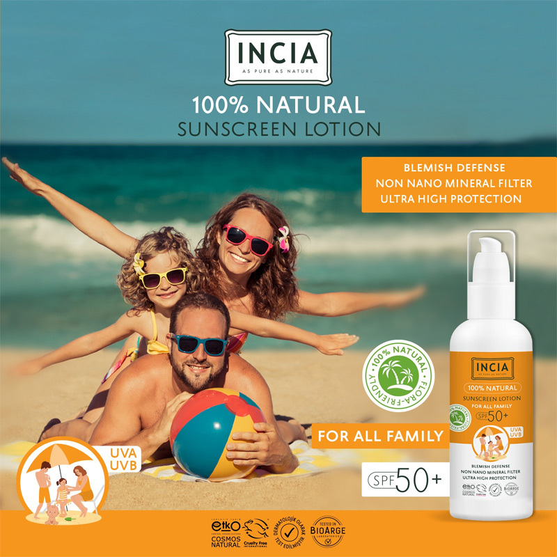 حماية شمسية فائقة للعائلة مع لوشن INCIA الطبيعي SPF50+ 3