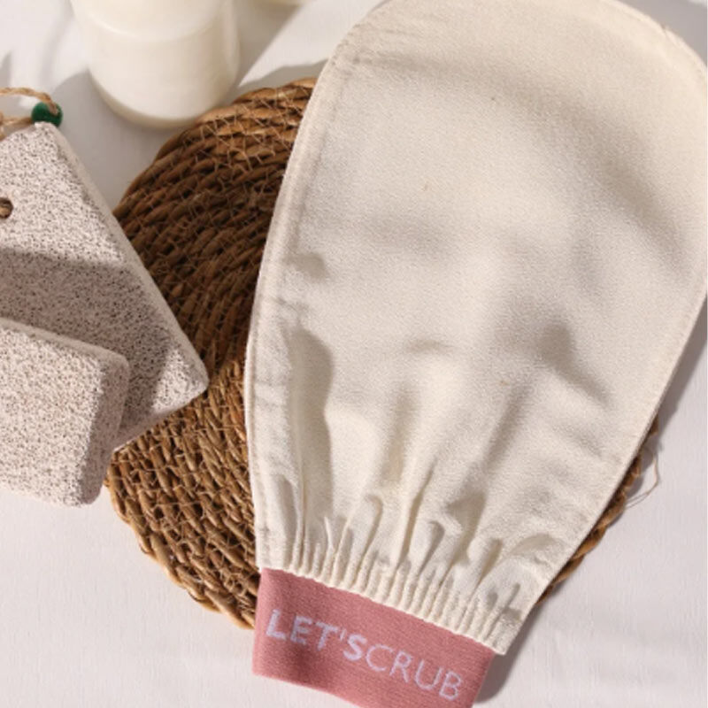 Letscrub 100% Seiden-Badewaschhandschuh - Ecru 15x26 cm 3