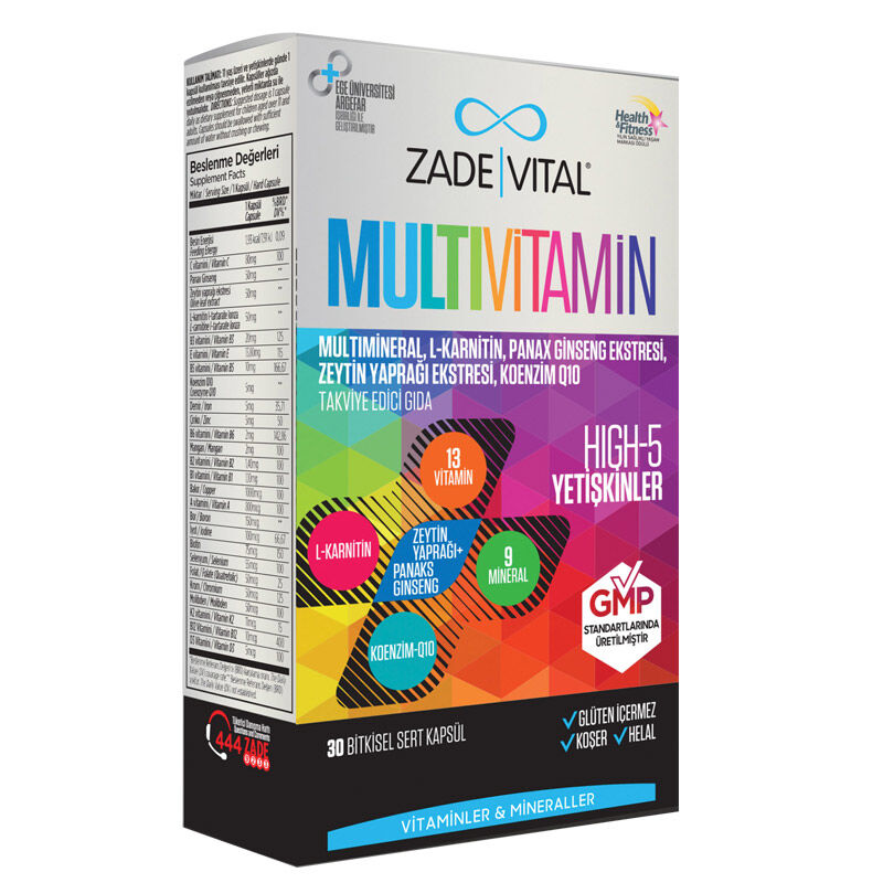 Zade Vital Multivitamin Food Supplement 30 Vegetable Capsules 2